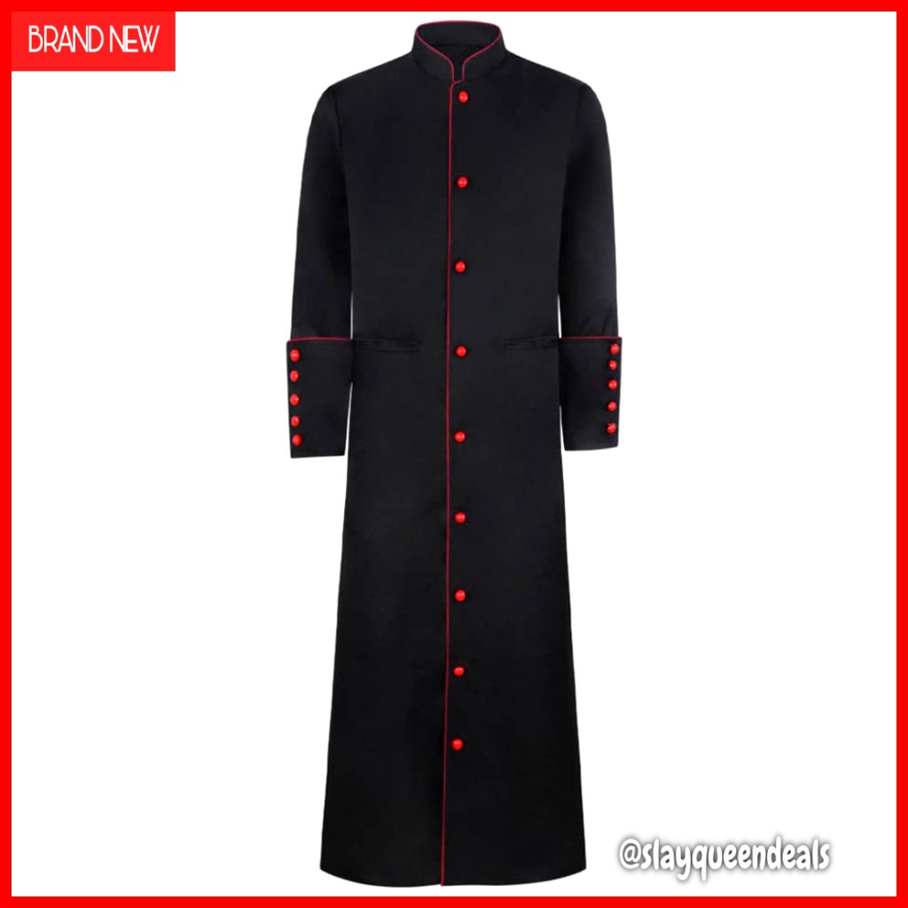 Men's Long Cassock Robe Minister Clergy Pulpit Liturgical Church Trench Coat